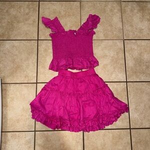 Hill House Pink Bougainvillea Ruffle
Linen skirt and top xs